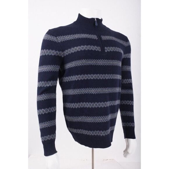 Vineyard Vines Mens Fair Isle Quarter Zip Sweater Pullover Size S Navy Blue NWT - Picture 2 of 6